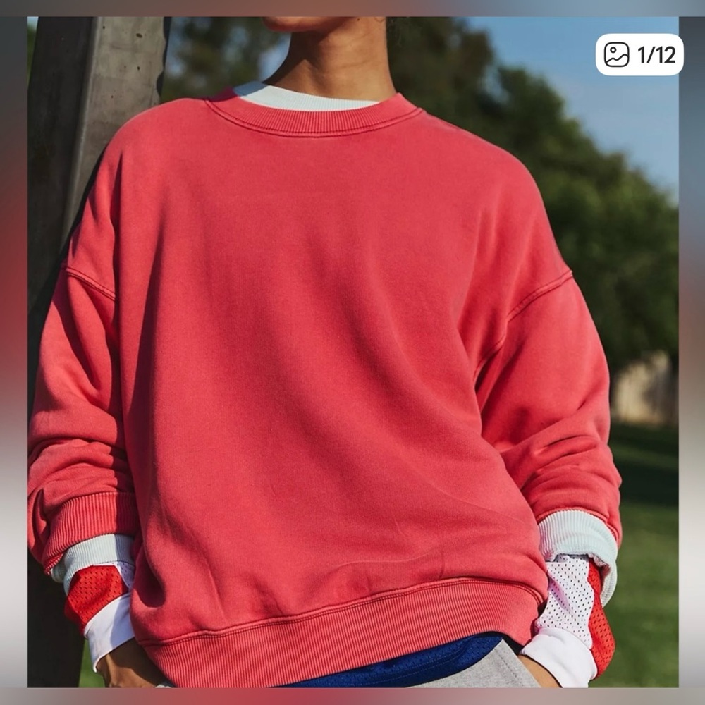 FP Movement by Free People All Star Solid Pullover Red Pink Size Small